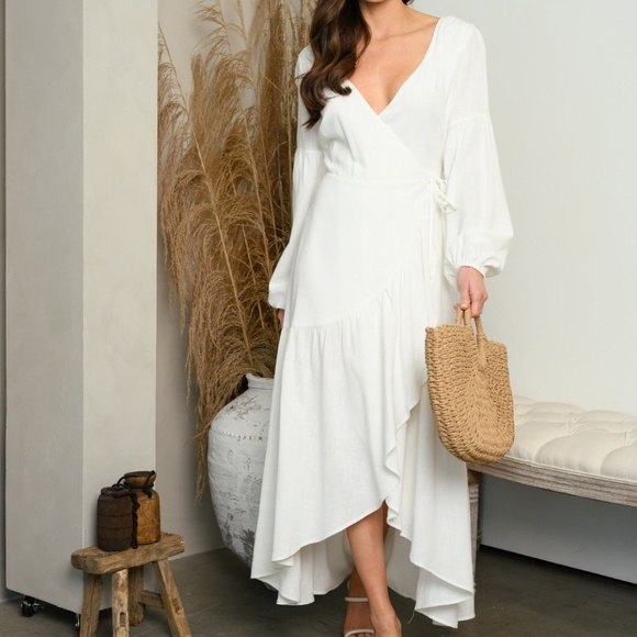 LONG SLEEVE WRAP MAXI DRESS - Picture 3 of 7